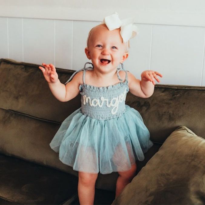Personalized Baby Tutu Hand Embroidered Romper| BBCloth40