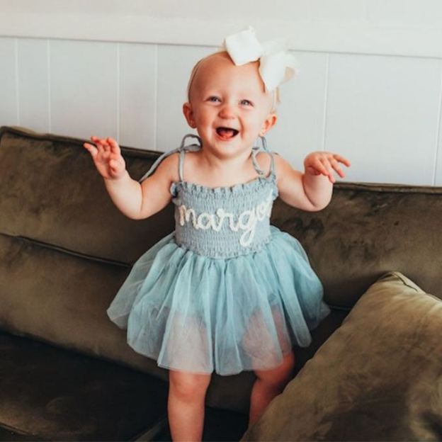 Personalized Baby Tutu Hand Embroidered Romper| BBCloth40