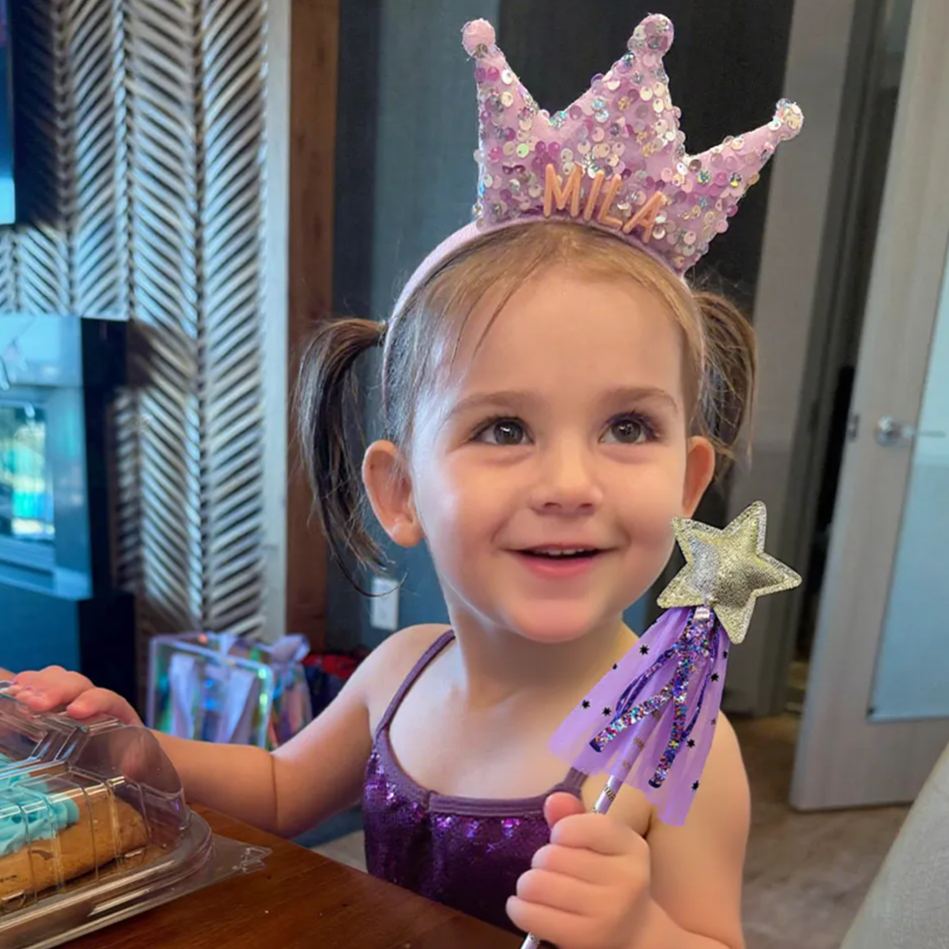 Personalized Girls Party Tiara Headband and Fairy Wand Set | CWToy151