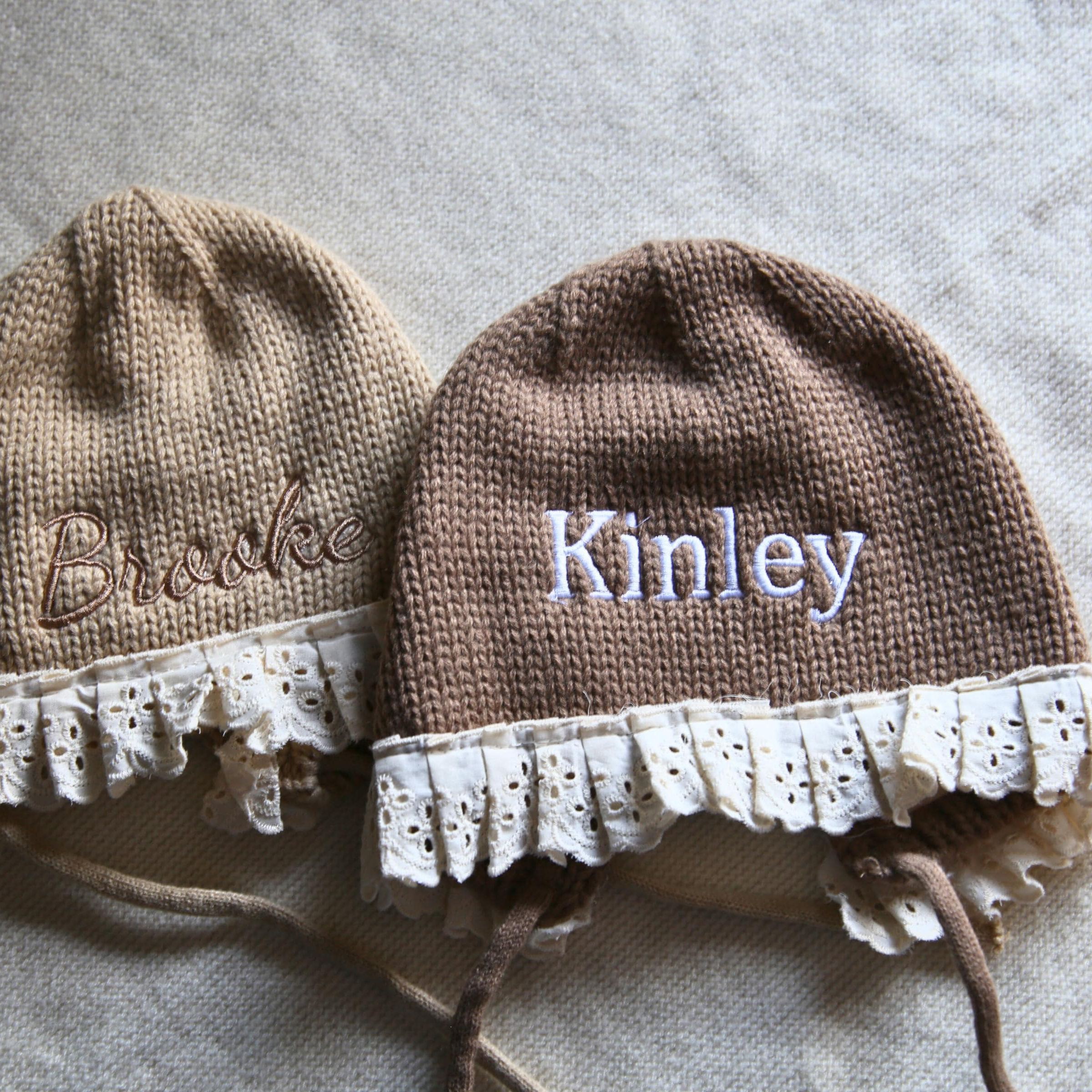Personalized Embroidery Winter Hat Lace Bonnet | HSKid61