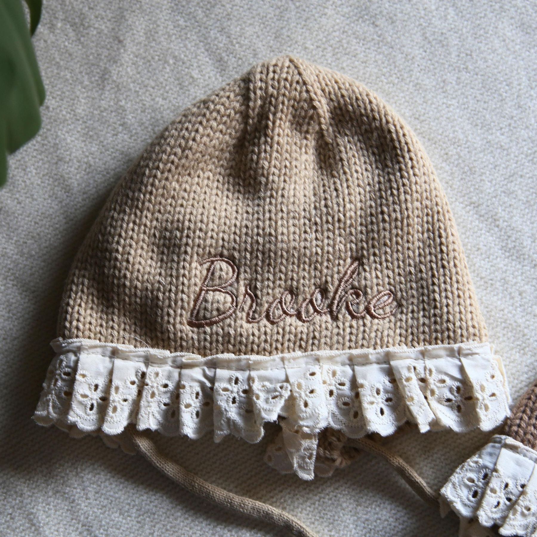 Personalized Embroidery Winter Hat Lace Bonnet | HSKid61