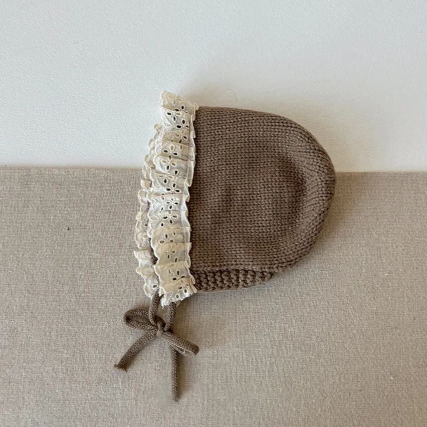 Personalized Embroidery Winter Hat Lace Bonnet | HSKid61