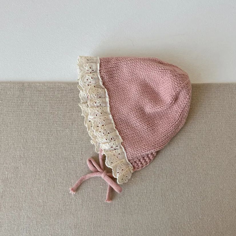Personalized Embroidery Winter Hat Lace Bonnet | HSKid61