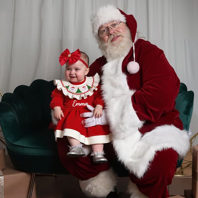 Personalized Christmas Ruffled Velvet Tutu Dress | MCGift165