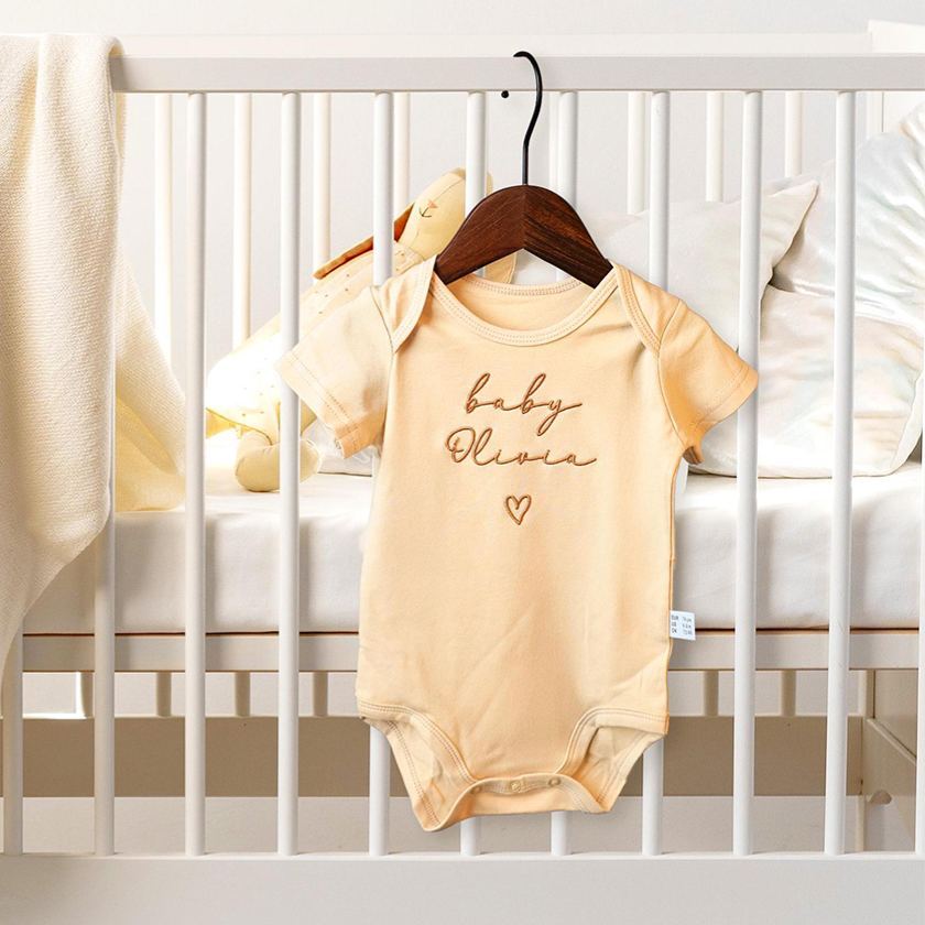 Personalized Embroidered Baby Announcement Romper | CWBaby310