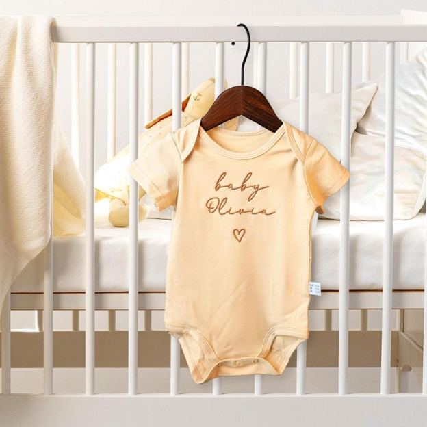 Personalized Embroidered Baby Announcement Romper | CWBaby310