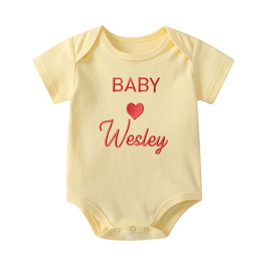 Personalized Embroidered Baby Announcement Romper | CWBaby310