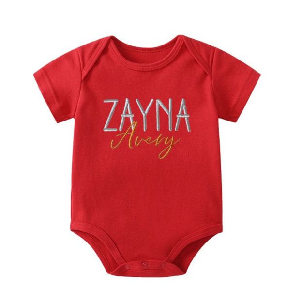Personalized Embroidered Baby Announcement Romper | CWBaby310