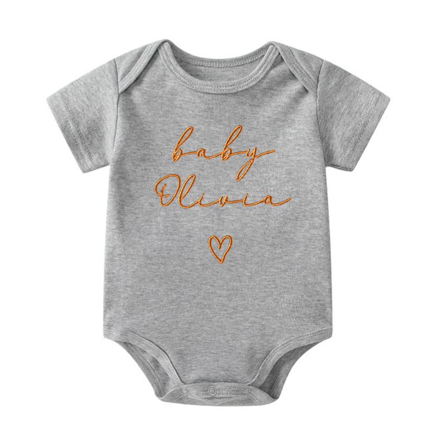 Personalized Embroidered Baby Announcement Romper | CWBaby310