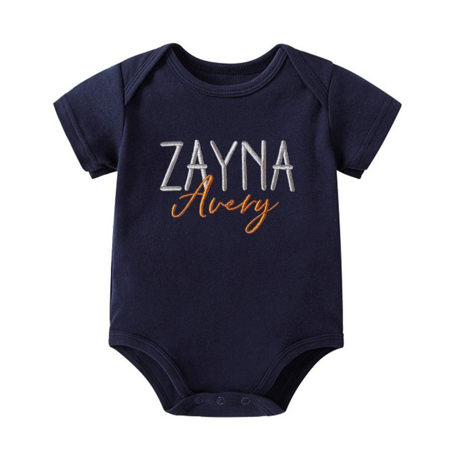 Personalized Embroidered Baby Announcement Romper | CWBaby310
