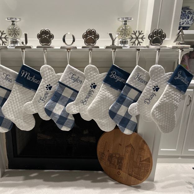 Personalized Dog Bone Christmas Stocking in Quilted White | MCGift174