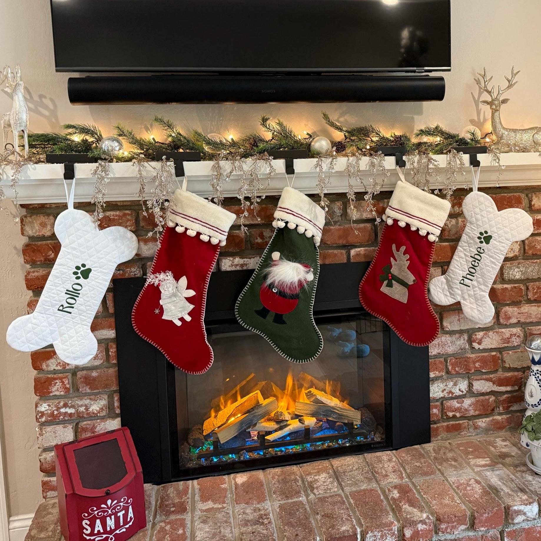 Personalized Dog Bone Christmas Stocking in Quilted White | MCGift174