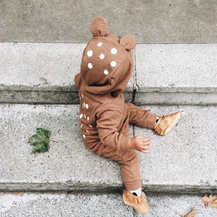 Personalized Baby Cute Bambi Hooded Jumpsuit | CWBaby319