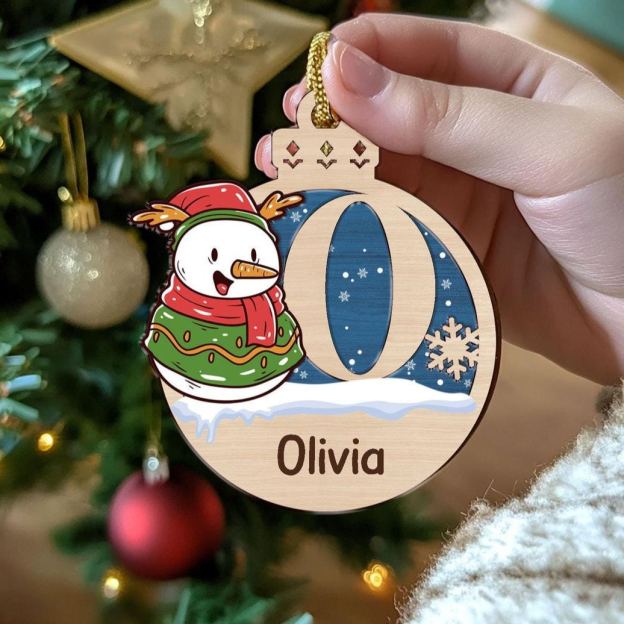 Personalized Snowman Christmas Wooden Ornament | MCGift194