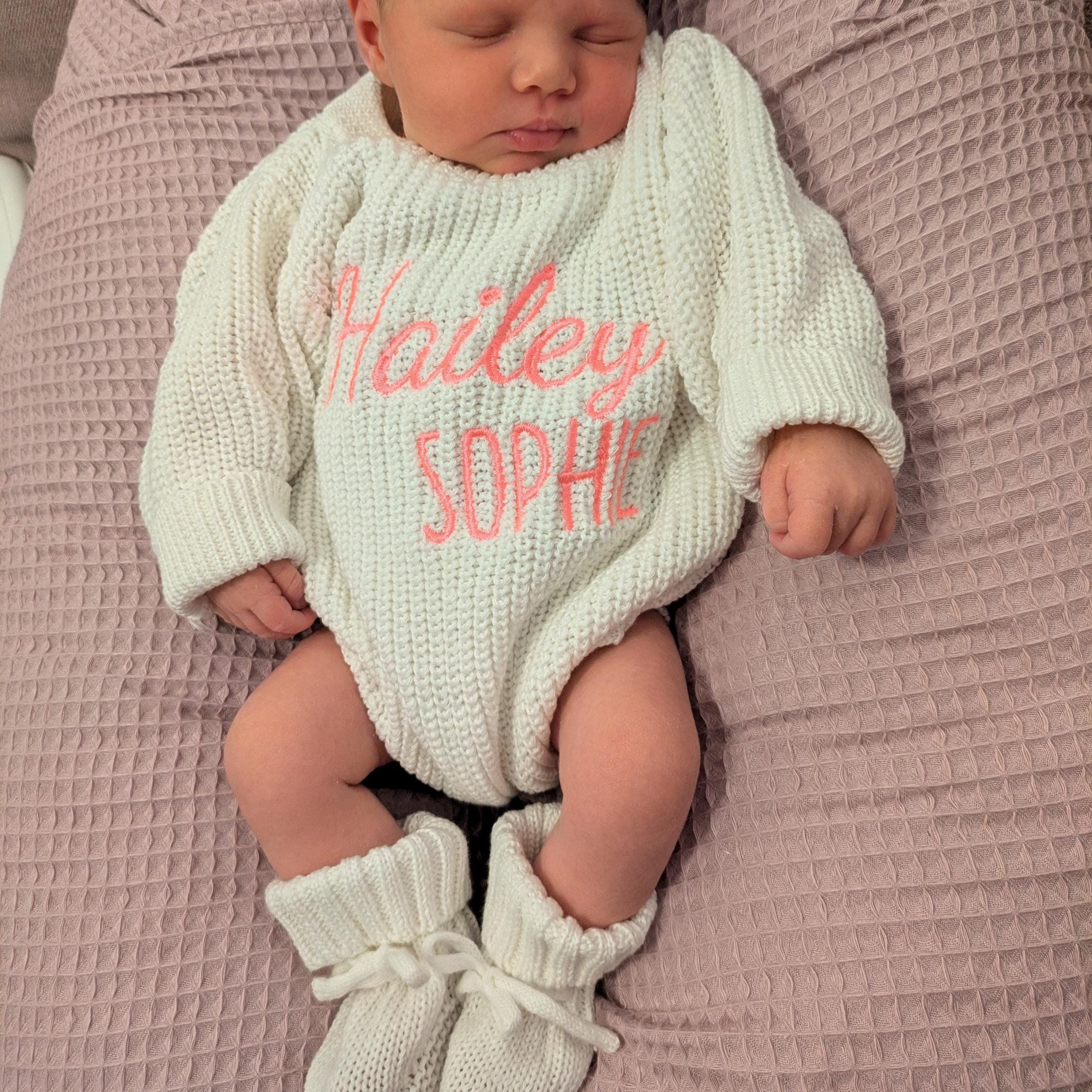 Personalized Embroidered Baby Sweater Outfit Set | CWBaby335