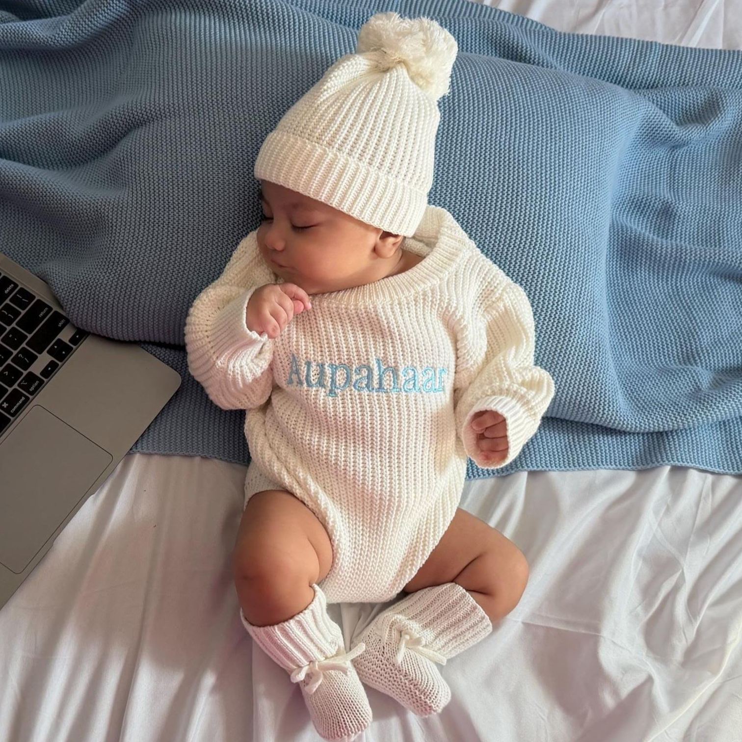 Personalized Embroidered Baby Sweater Outfit Set | CWBaby335