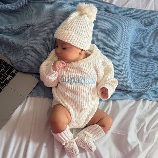 Personalized Embroidered Baby Sweater Outfit Set | CWBaby335