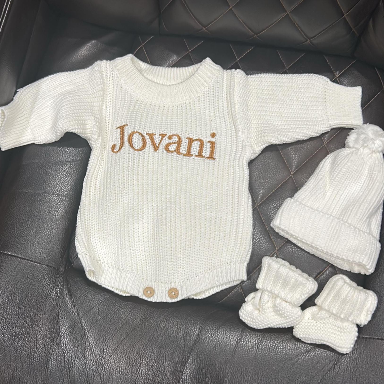 Personalized Embroidered Baby Sweater Outfit Set | CWBaby335