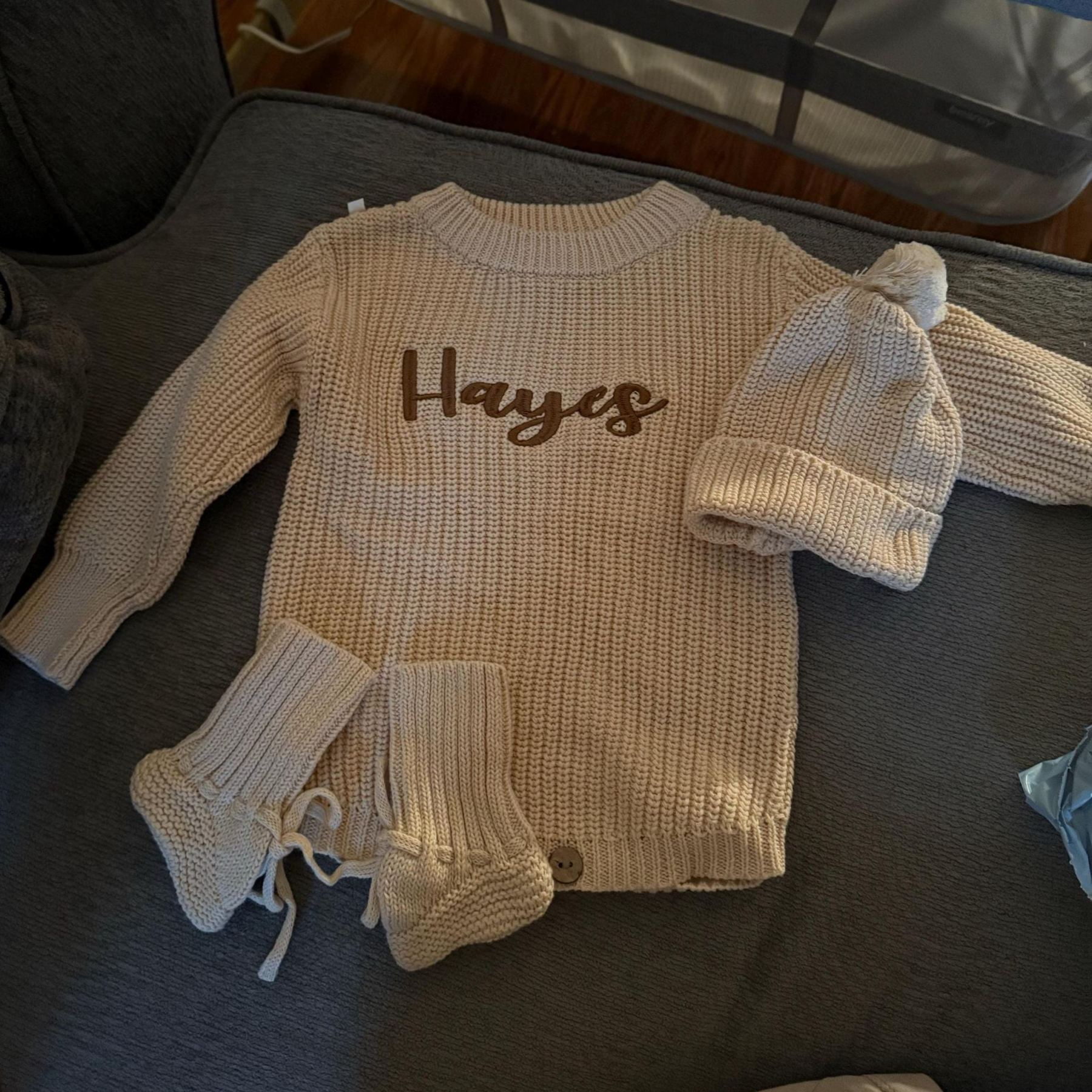 Personalized Embroidered Baby Sweater Outfit Set | CWBaby335