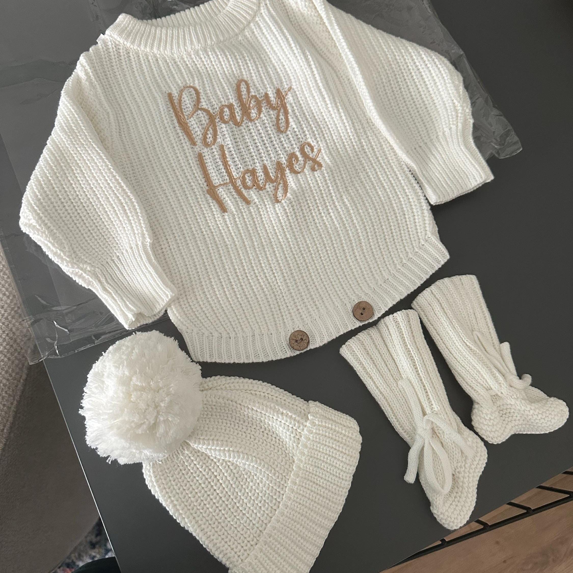 Personalized Embroidered Baby Sweater Outfit Set | CWBaby335
