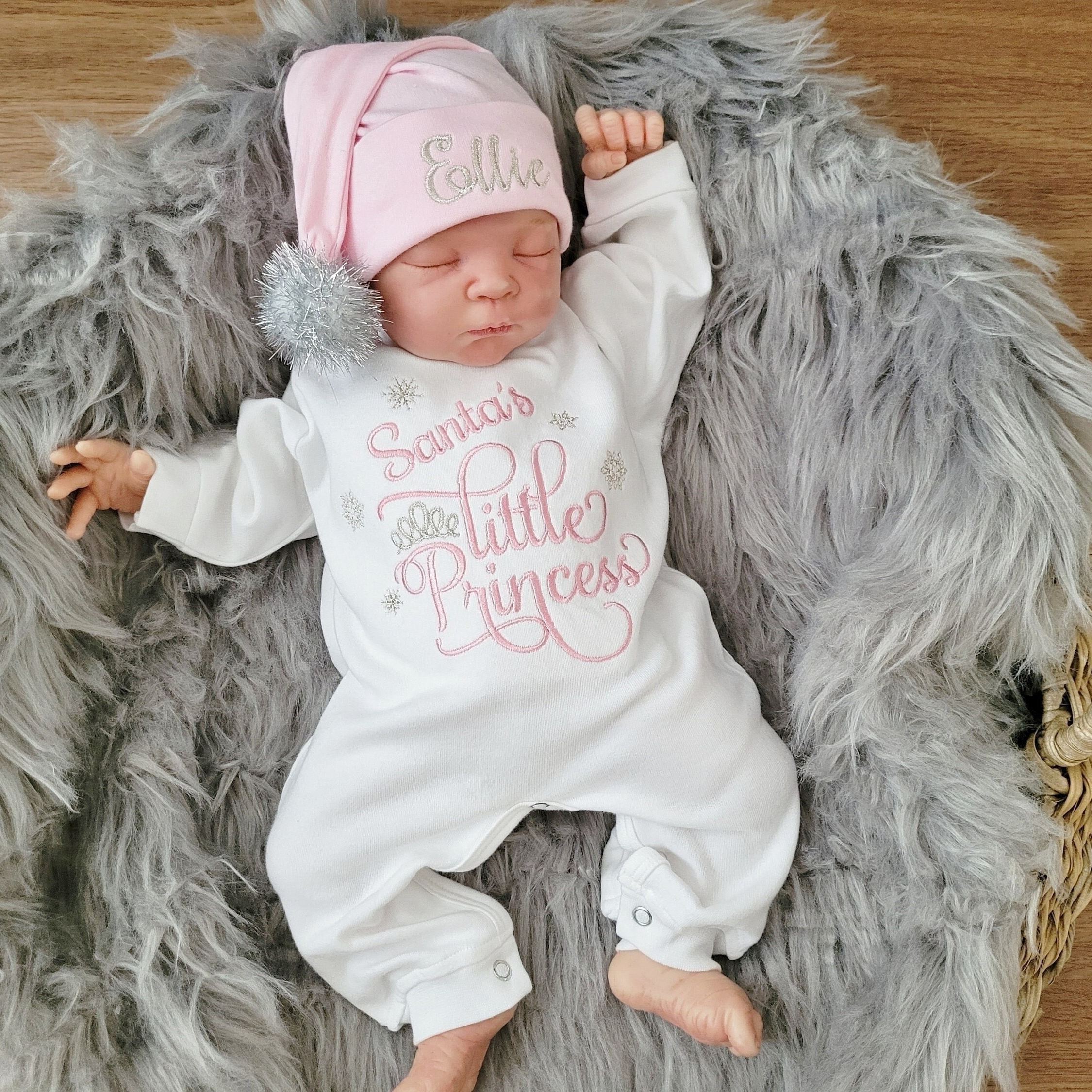 Personalized Baby Girl 1st Christmas Romper and Hat Set | MCGift210