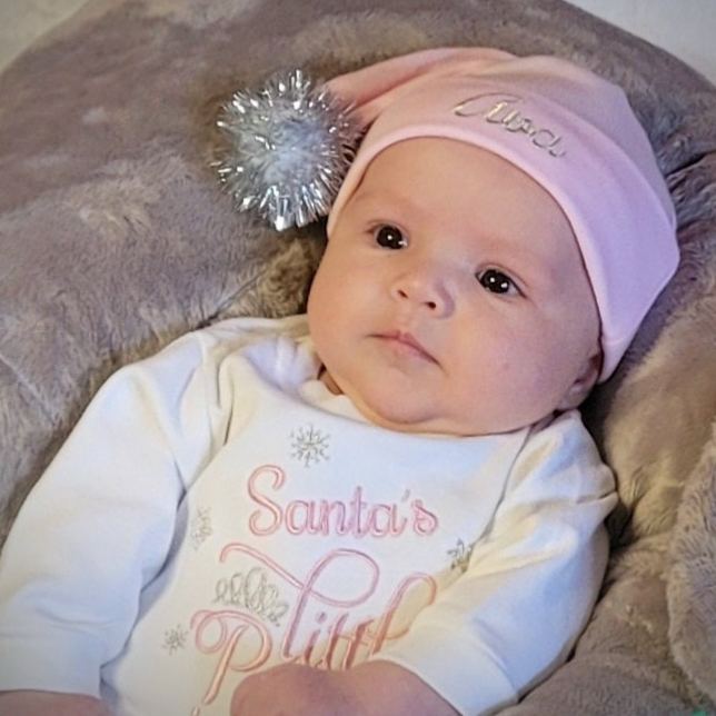 Personalized Baby Girl 1st Christmas Romper and Hat Set | MCGift210