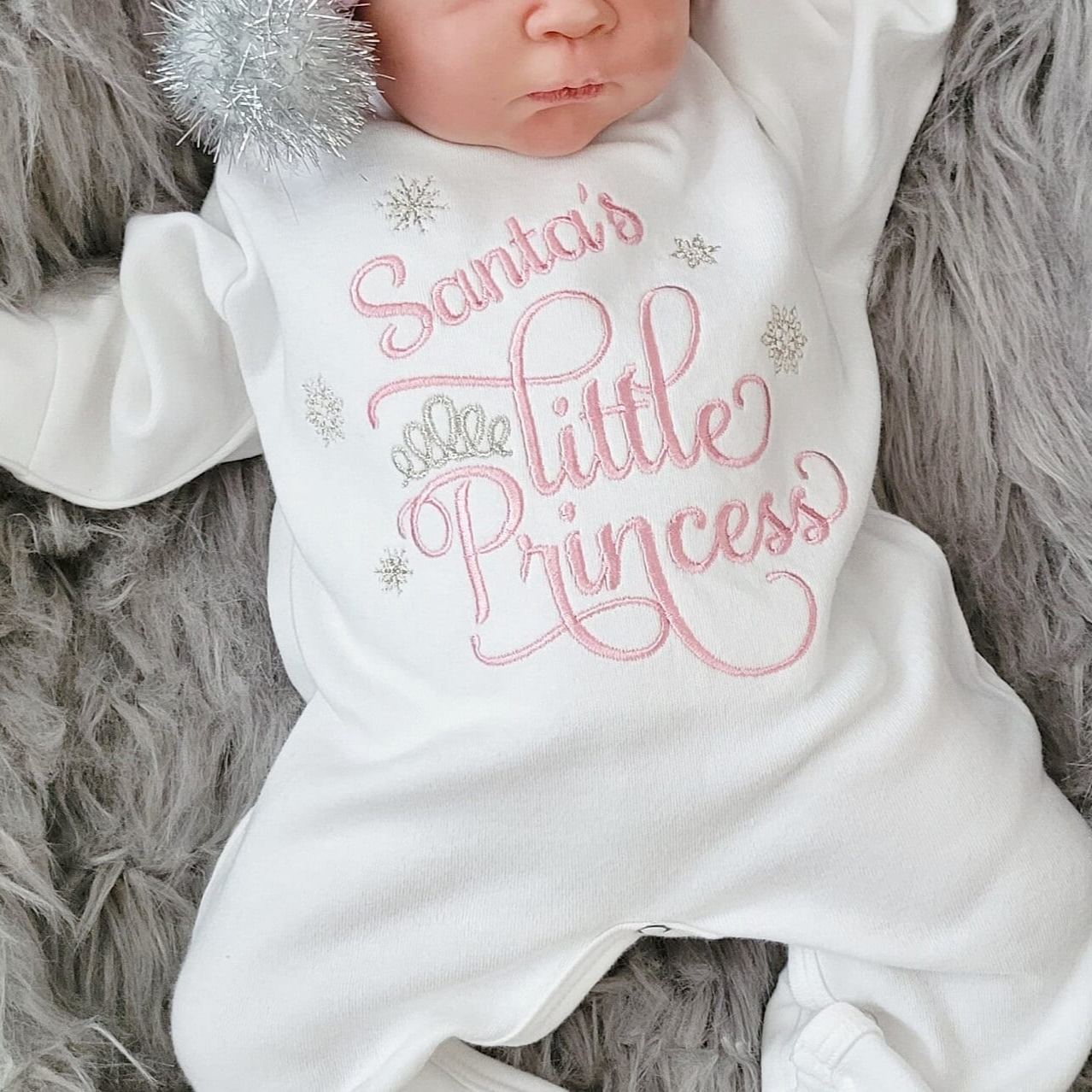 Personalized Baby Girl 1st Christmas Romper and Hat Set | MCGift210