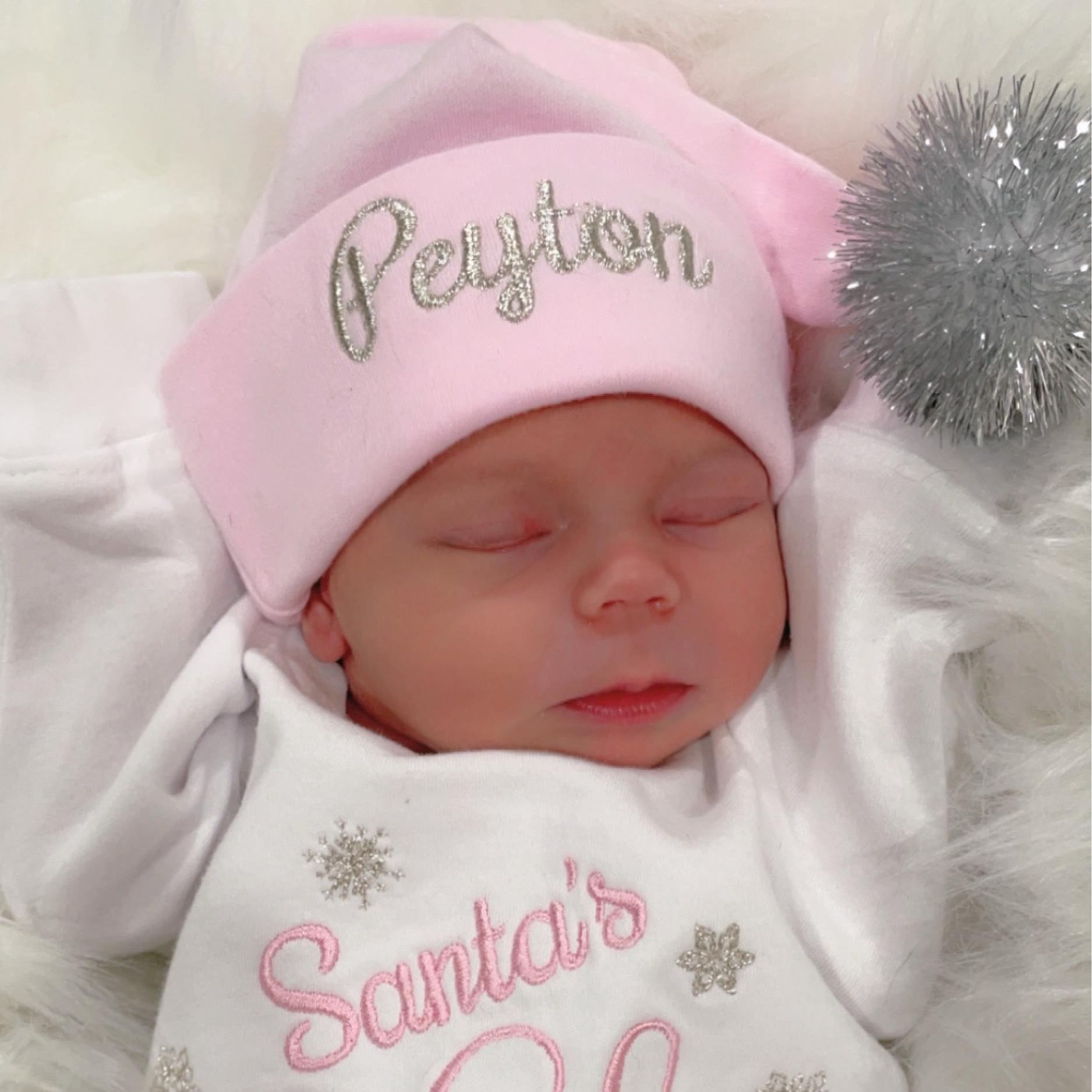 Personalized Baby Girl 1st Christmas Romper and Hat Set | MCGift210