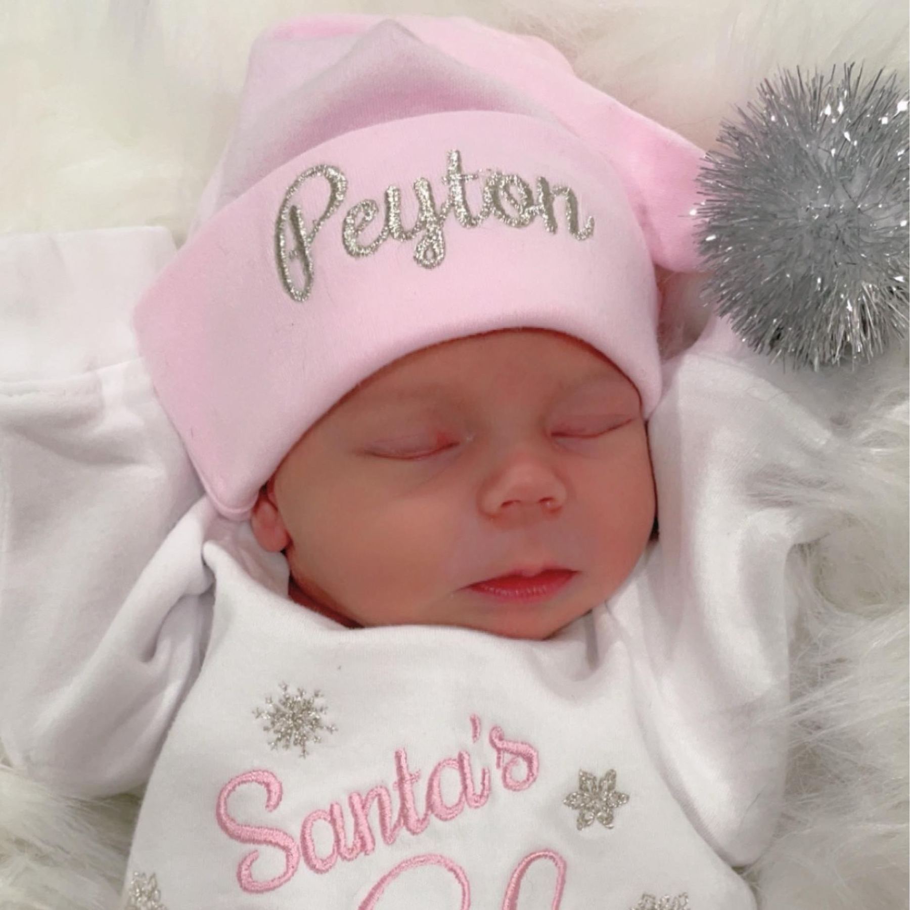 Personalized Baby Girl 1st Christmas Romper and Hat Set | MCGift210