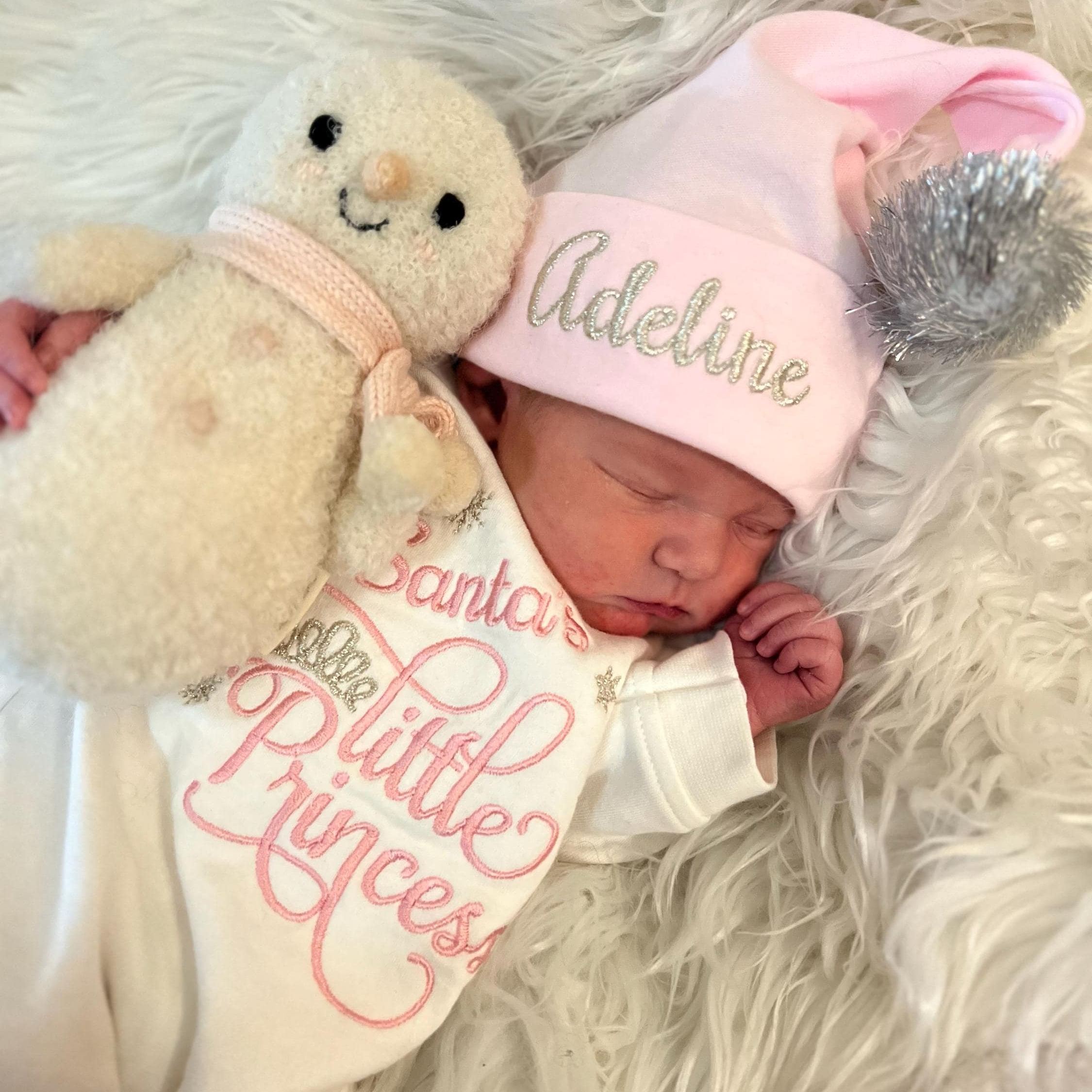 Personalized Baby Girl 1st Christmas Romper and Hat Set | MCGift210