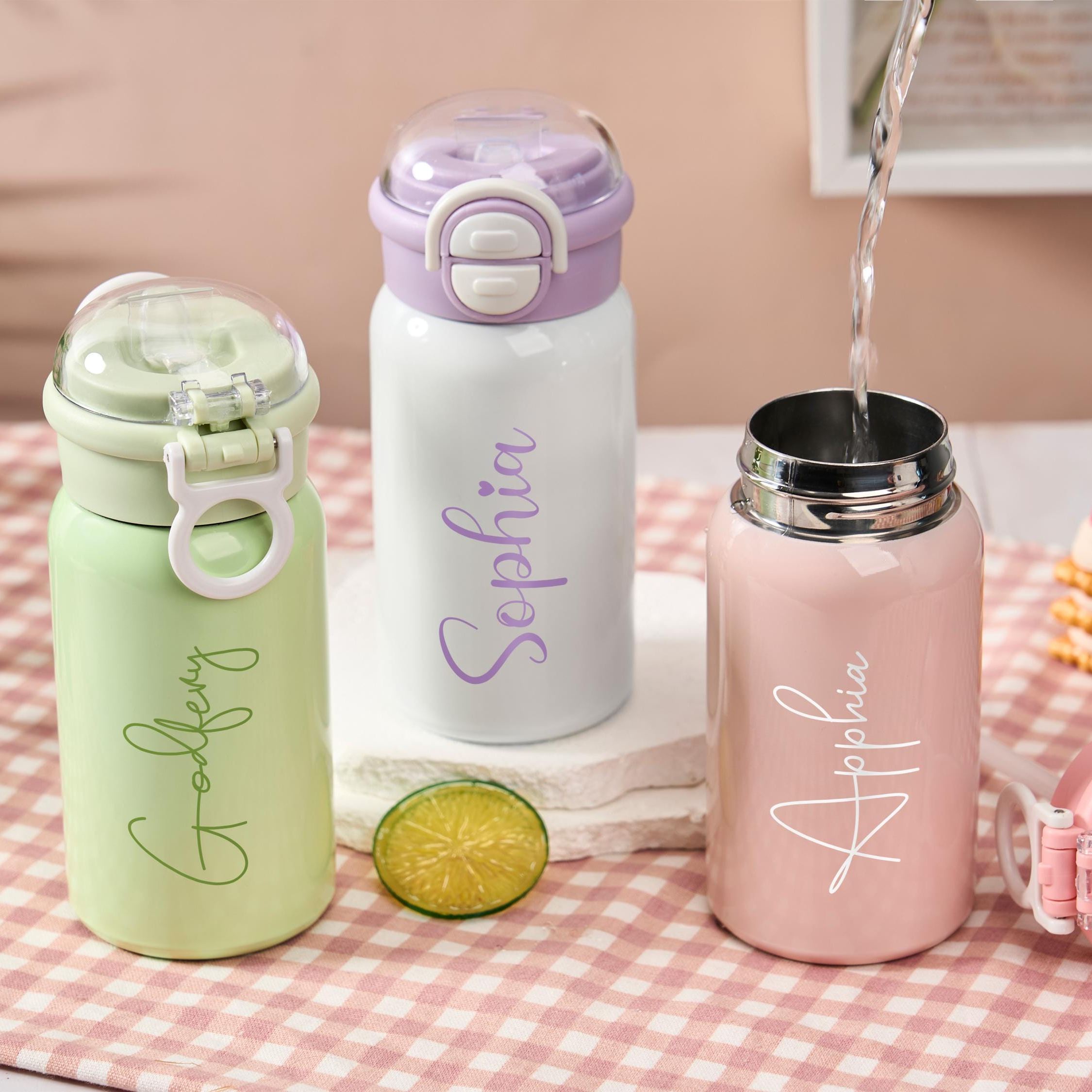 Personalized 17oz Kids Stainless Steel Water Bottle with Straw | CWBottle03
