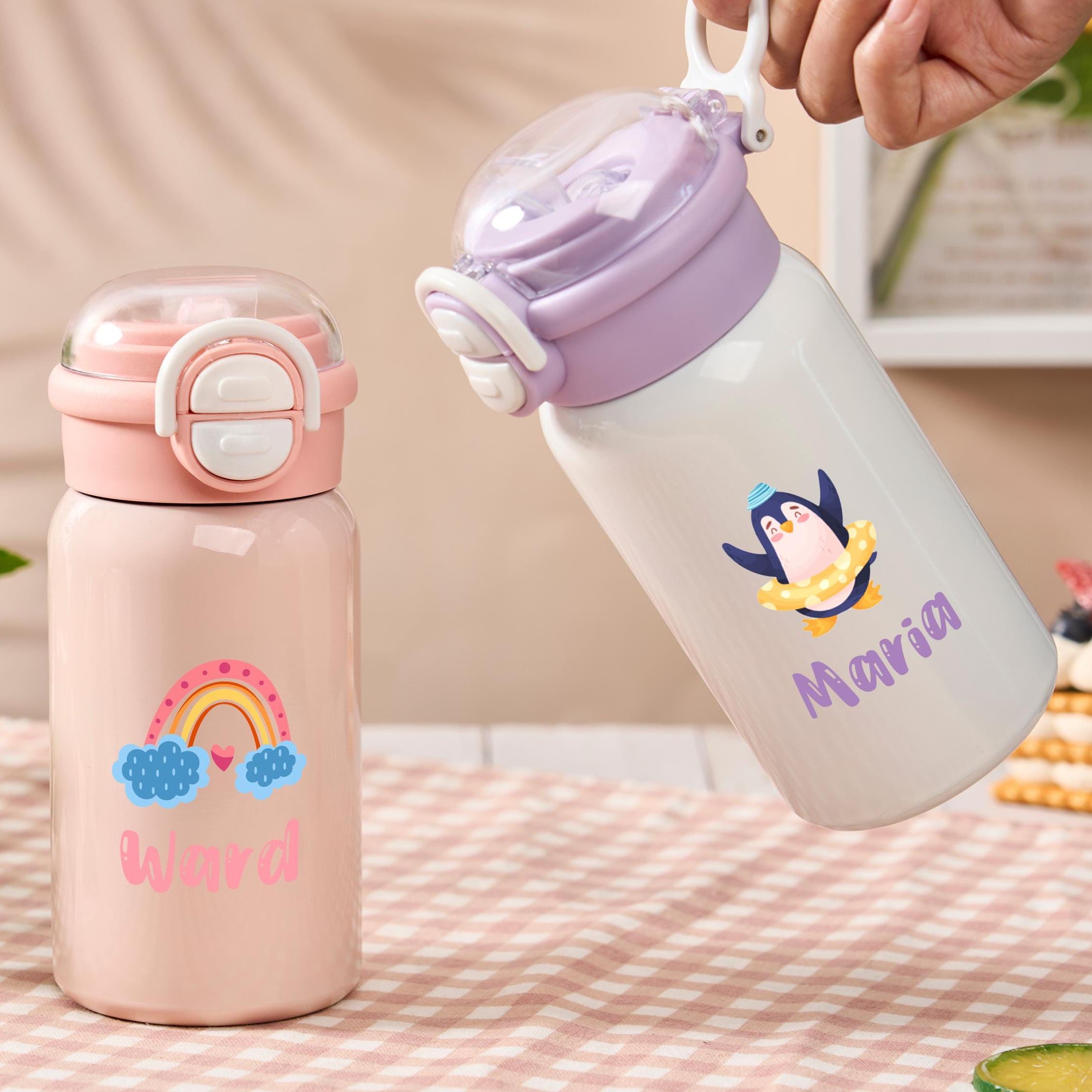 Personalized 17 oz Kids Stainless Steel Water Bottle with Straw | CWBottle02