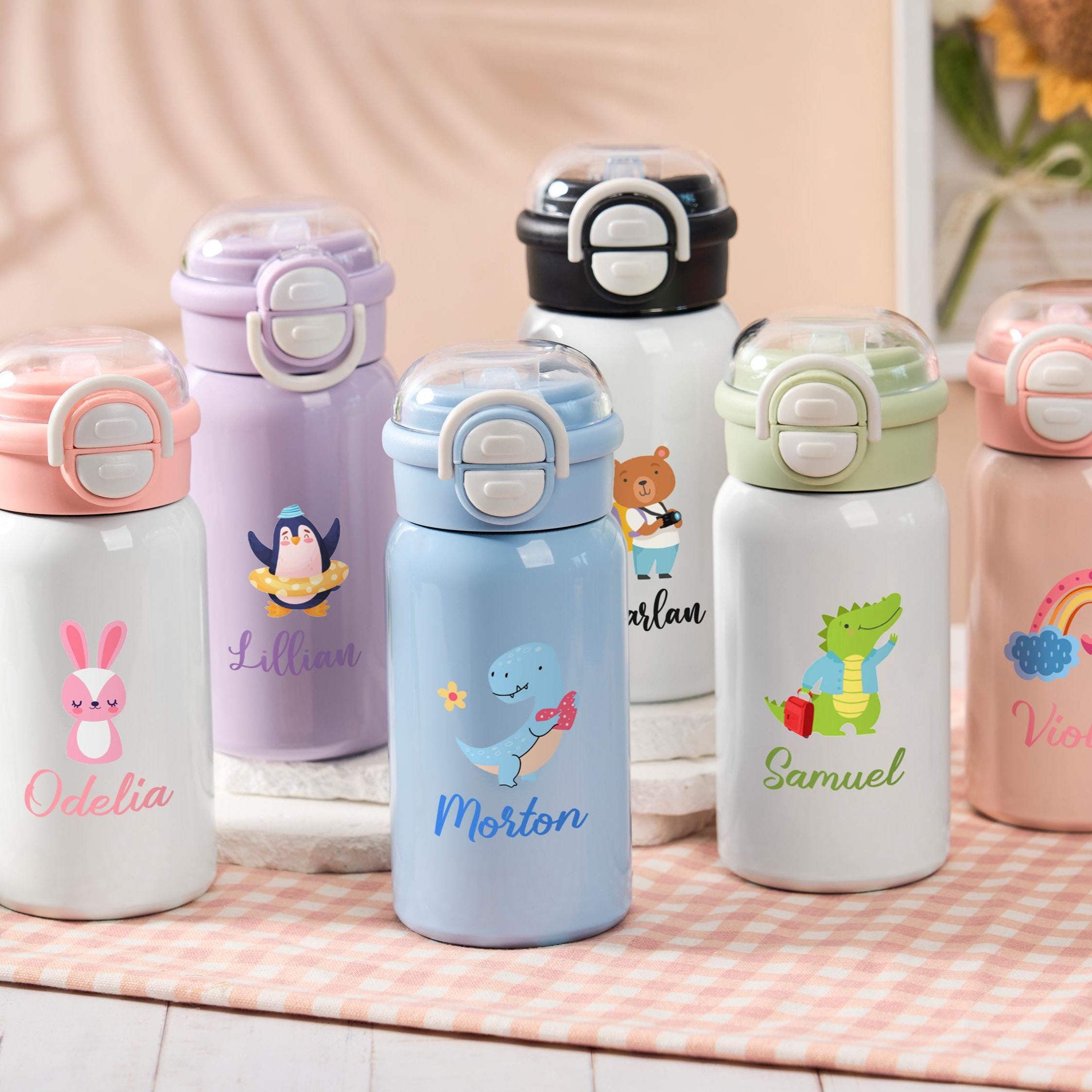Personalized 17 oz Kids Stainless Steel Water Bottle with Straw | CWBottle02