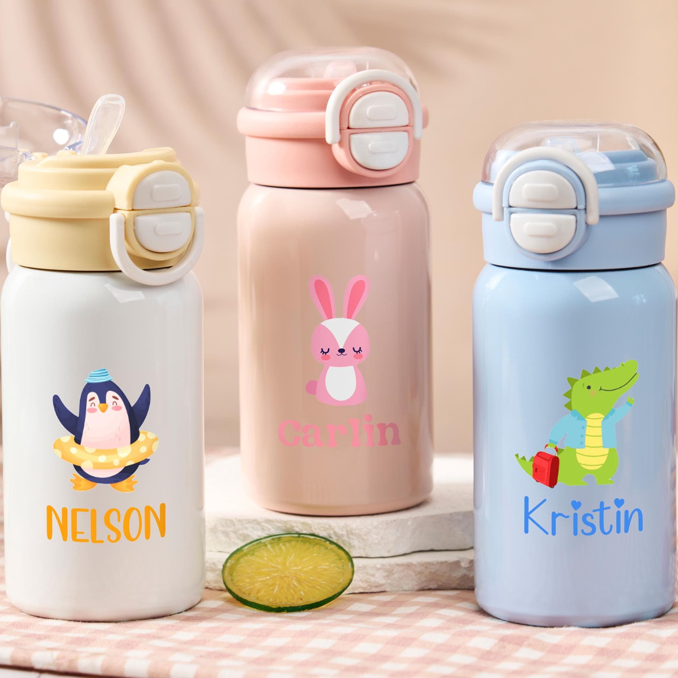Personalized 17 oz Kids Stainless Steel Water Bottle with Straw | CWBottle02