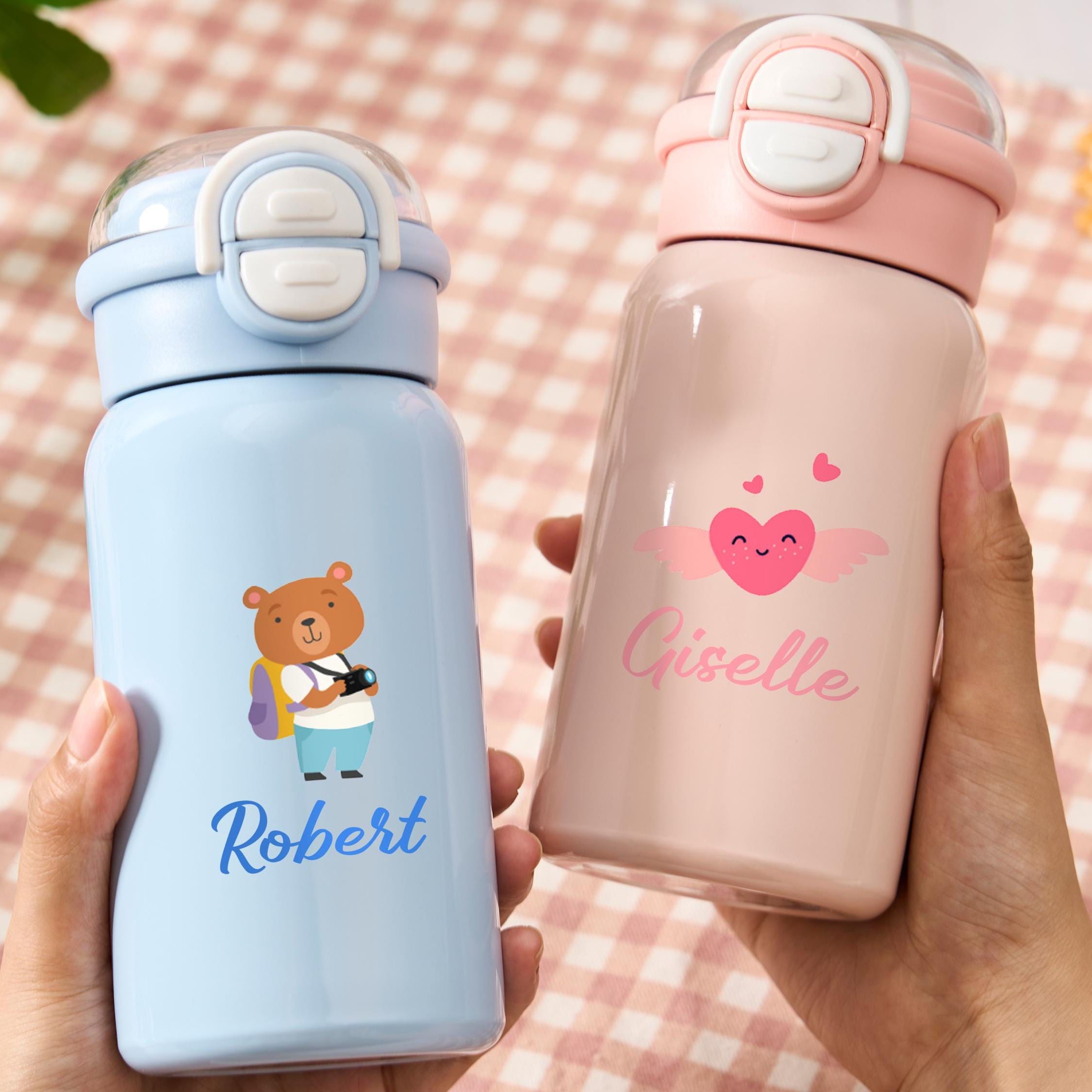 Personalized 17 oz Kids Stainless Steel Water Bottle with Straw | CWBottle02