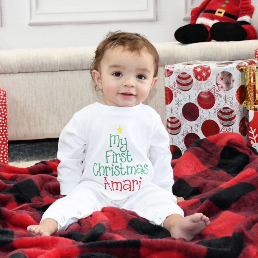 Personalized Embroidery Baby 1st Christmas Romper | MCGift215