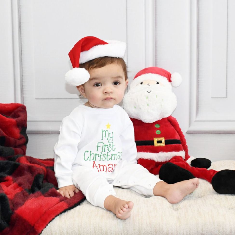 Personalized Embroidery Baby 1st Christmas Romper | MCGift215