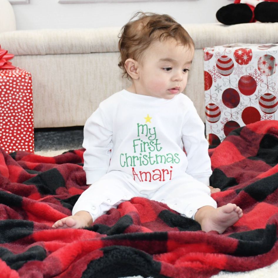 Personalized Embroidery Baby 1st Christmas Romper | MCGift215