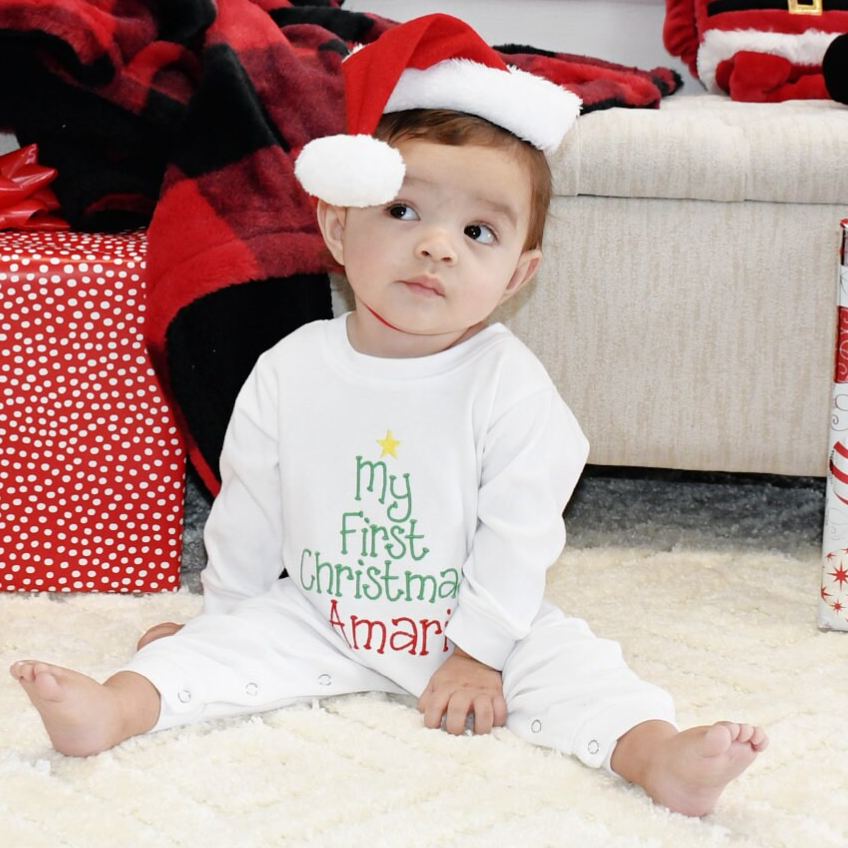 Personalized Embroidery Baby 1st Christmas Romper | MCGift215