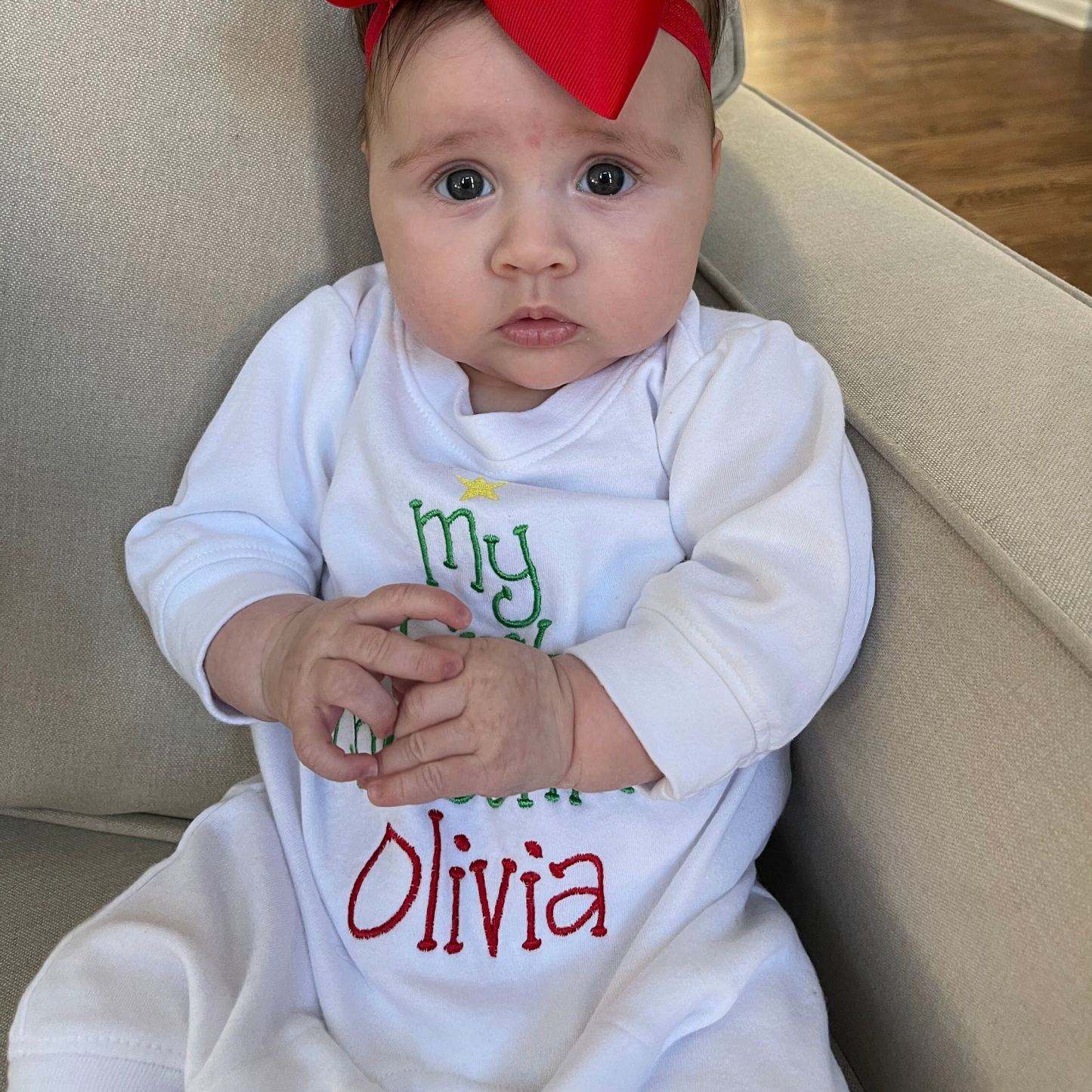 Personalized Embroidery Baby 1st Christmas Romper | MCGift215