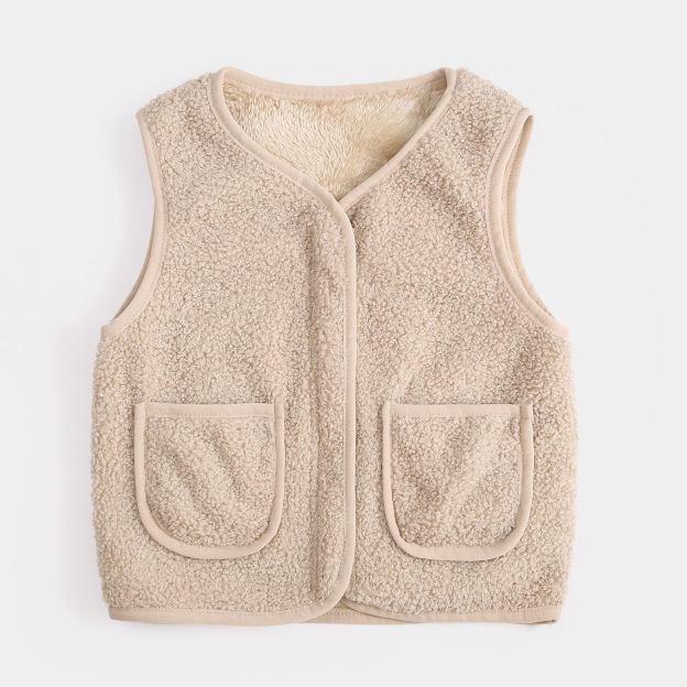 Personalized Colorful Letter Patch Toddler Sherpa Fleece Vest | CWBaby339