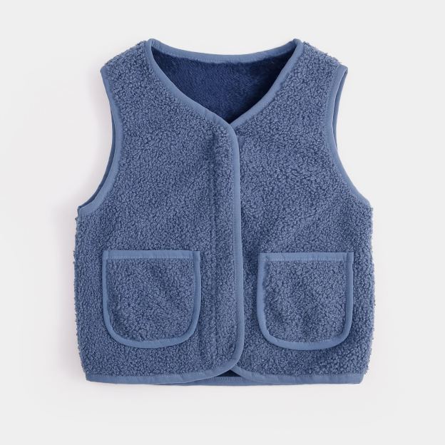 Personalized Colorful Letter Patch Toddler Sherpa Fleece Vest | CWBaby339