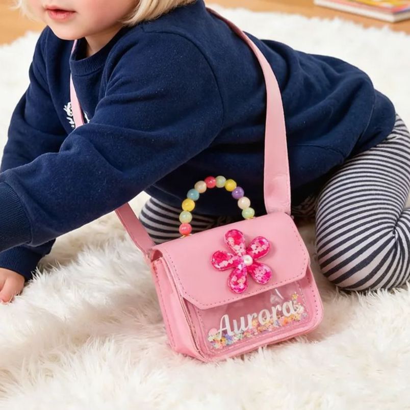 Personalized Name Little Flower Pearl Handbag for Kids  | KKBag10