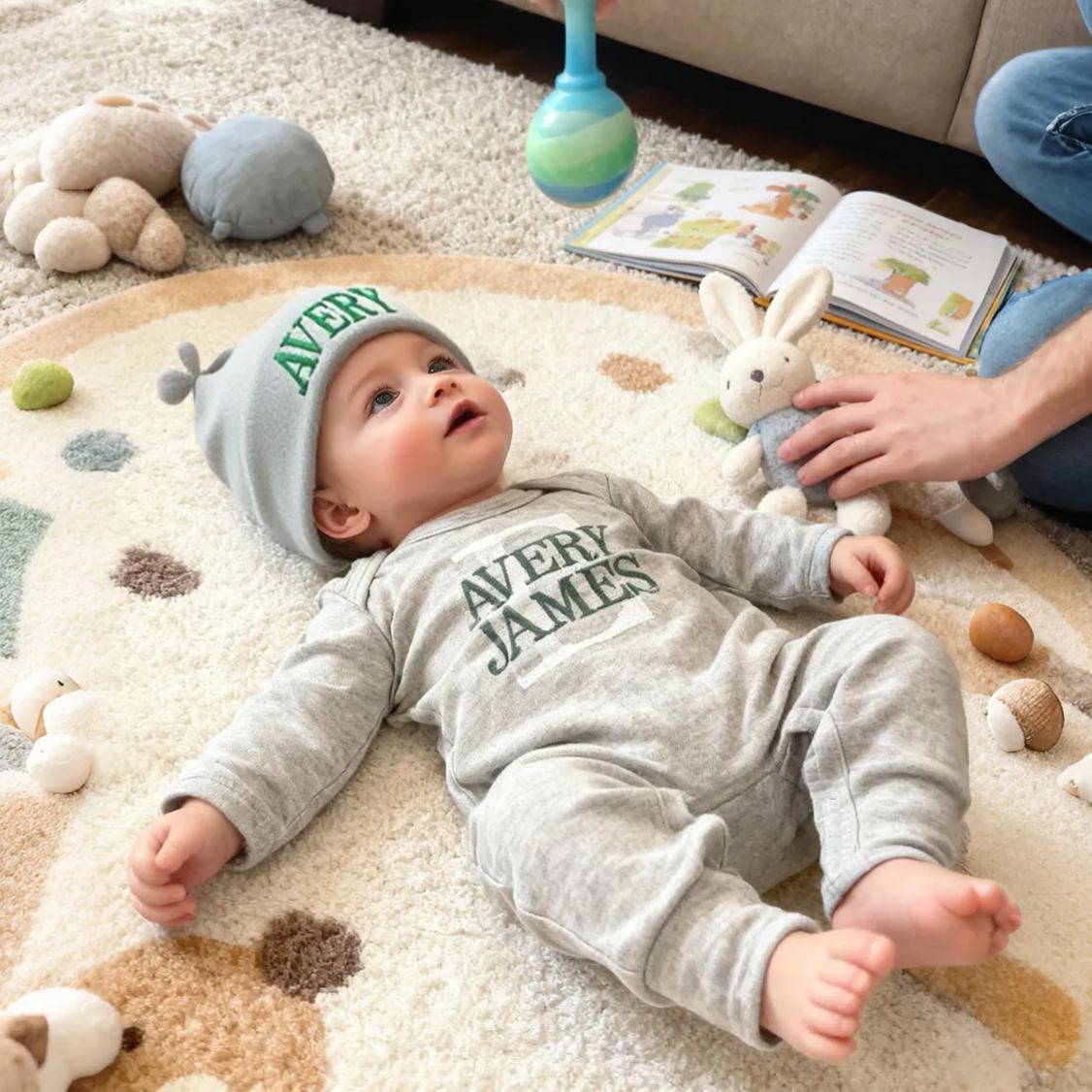 Personalized Embroidery Baby Coming Home Romper and Hat Set | CWBaby346