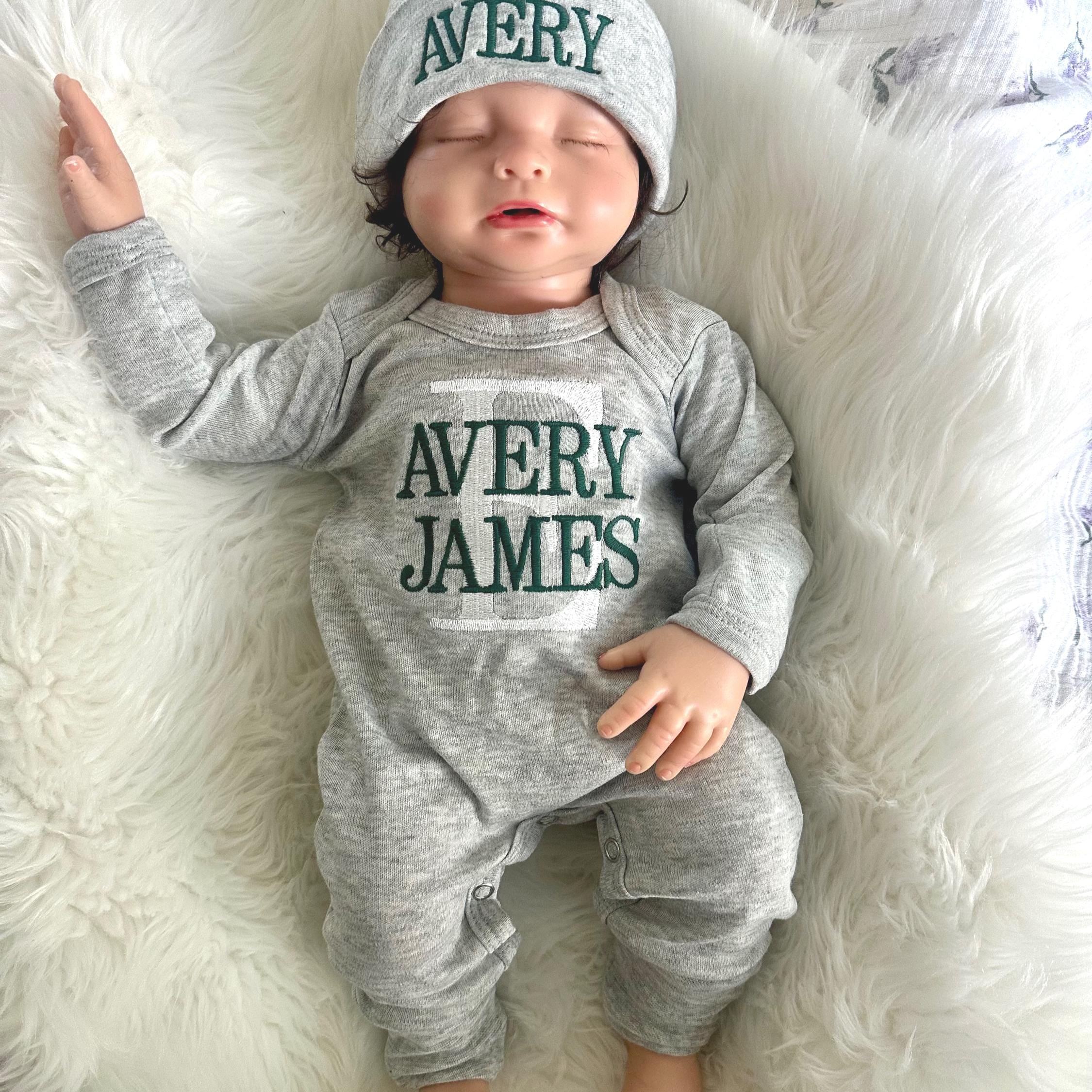 Personalized Embroidery Baby Coming Home Romper and Hat Set | CWBaby346