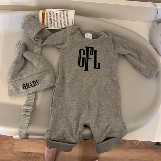 Personalized Embroidery Baby Coming Home Romper and Hat Set | CWBaby347