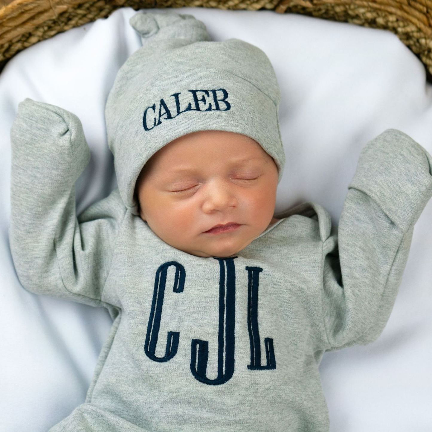 Personalized Embroidery Baby Coming Home Romper and Hat Set | CWBaby347