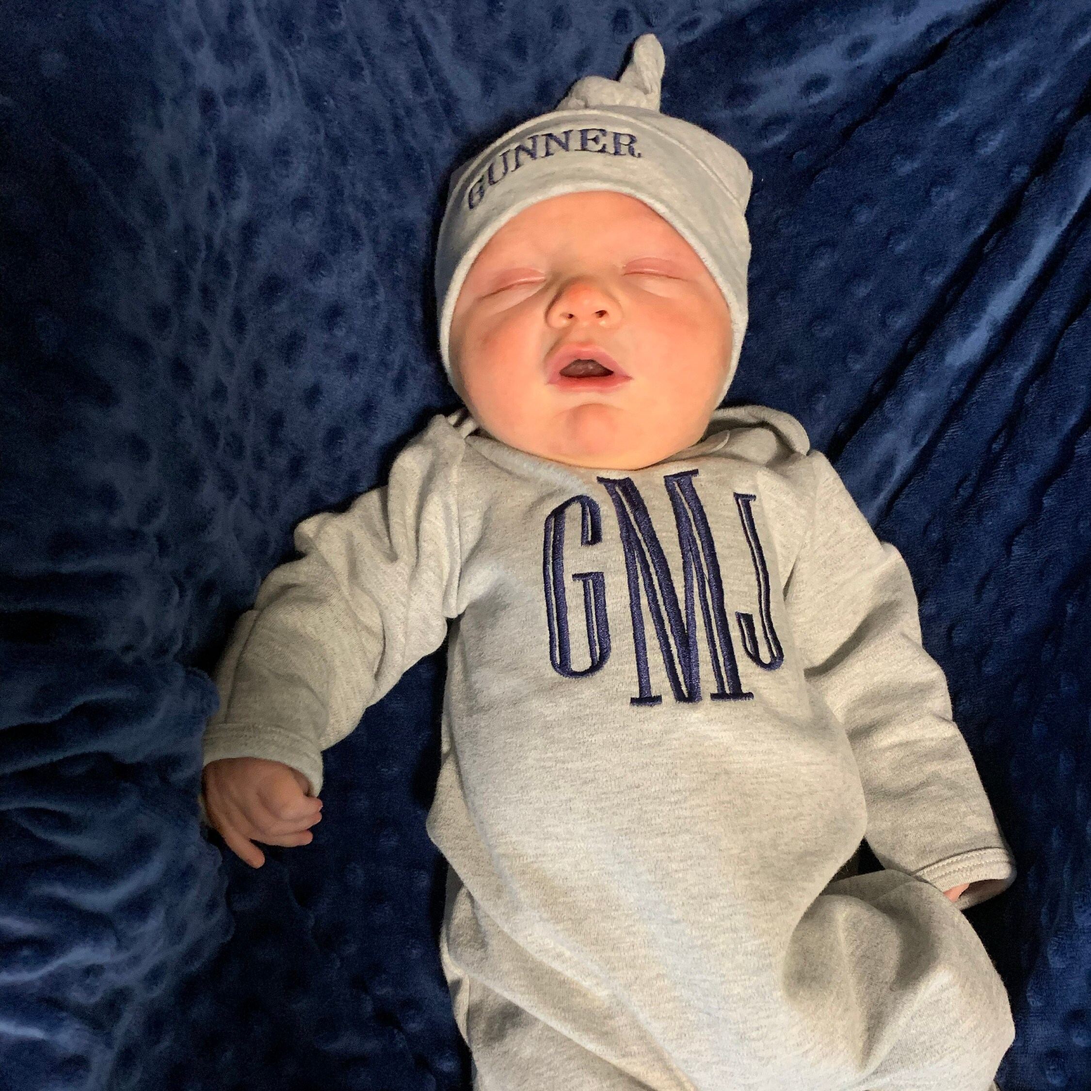 Personalized Embroidery Baby Coming Home Romper and Hat Set | CWBaby347