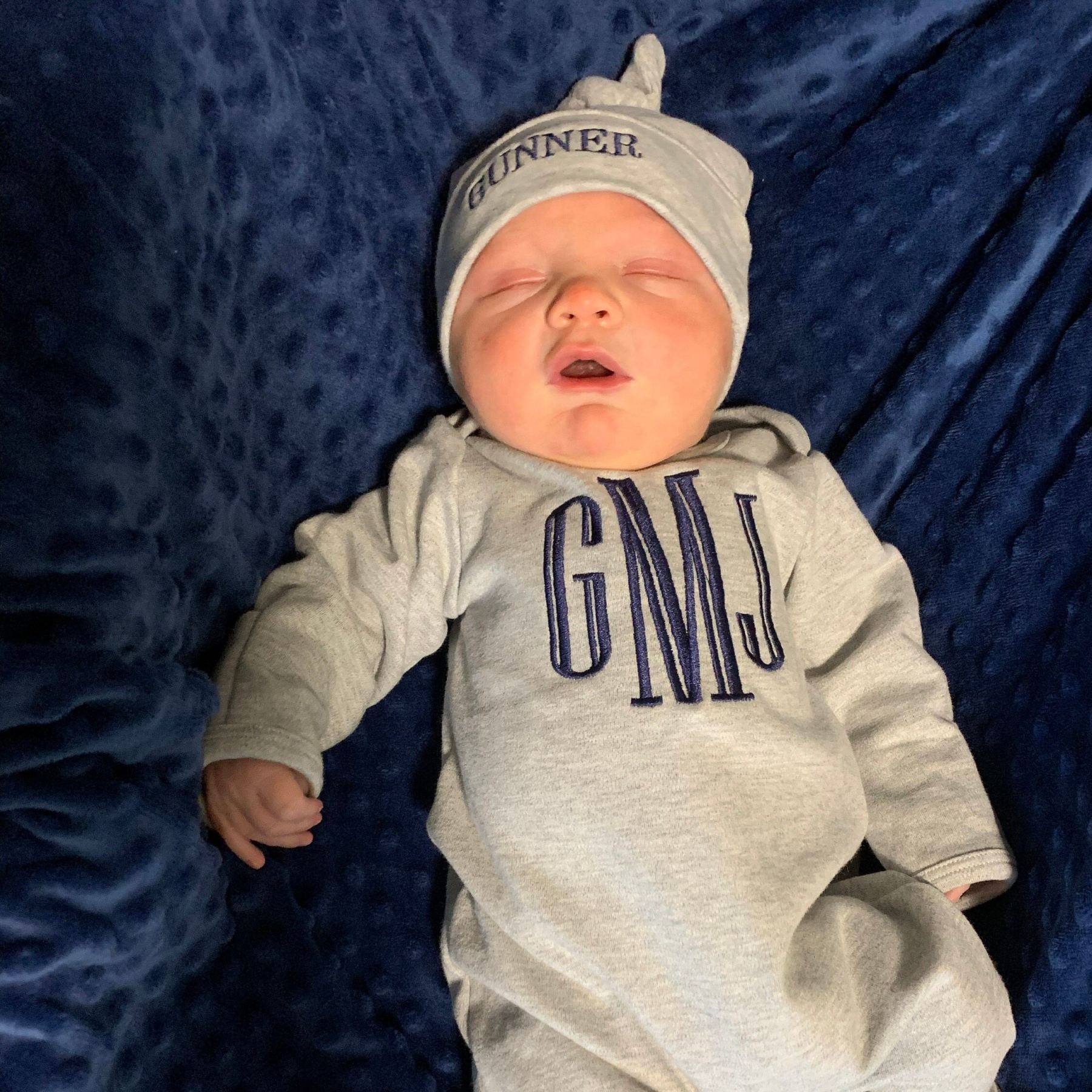 Personalized Embroidery Baby Coming Home Romper and Hat Set | CWBaby347