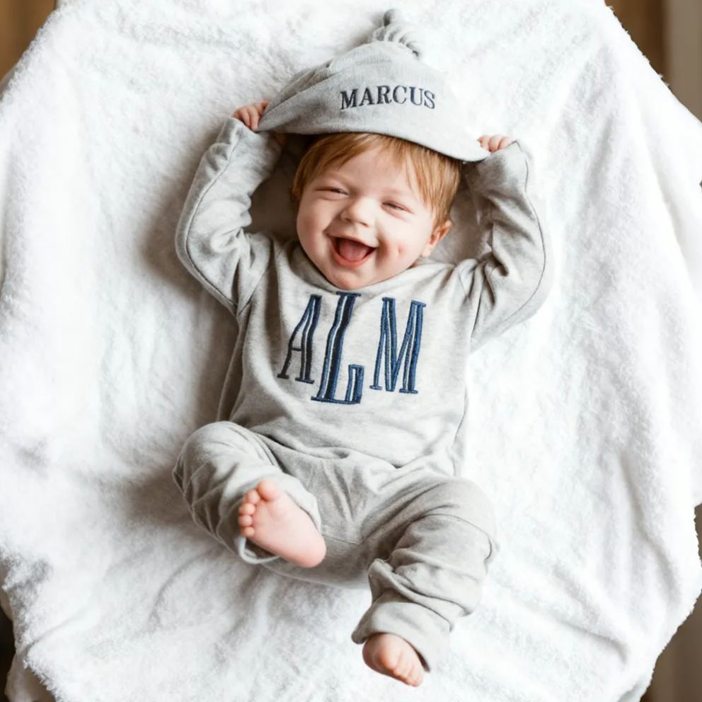 Personalized Embroidery Baby Coming Home Romper and Hat Set | CWBaby347